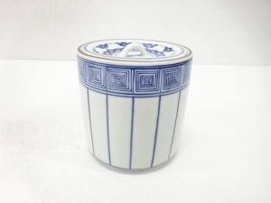 作家物　染付　桶側　水指